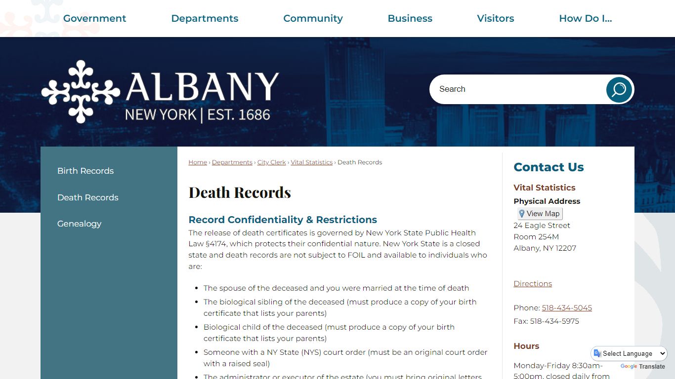 Death Records | Albany, NY